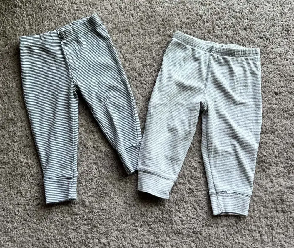 (#20) Carter's Baby Boys Striped Cotton Pants, Size 9 Months, Set of 2